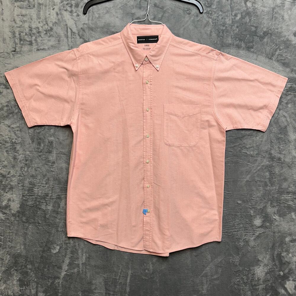 New Boston Common Button Up Short Sleeve Shirt Men's Size‎ L Pink